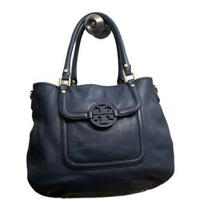 Tory Burch Blue Leather Amanda Handbag/Shoulder Bag.$495